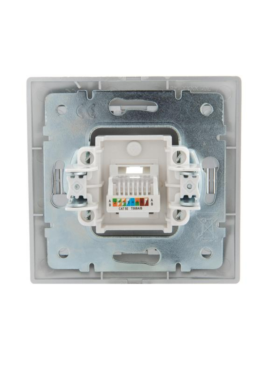 Изображение товара Розетка компьютерная Lezard RJ45 1-м СП IP20 для кабель-каналов серый металлик