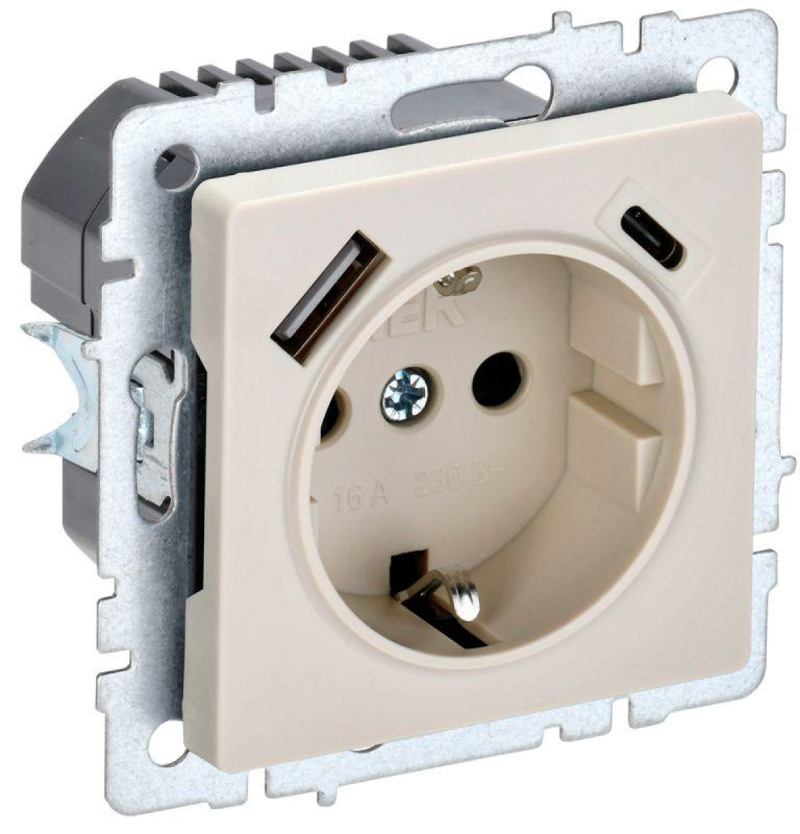 Изображение товара Розетка IEK с USB 18Вт защита IP20 монтаж скрытый 16А