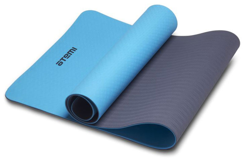 Изображение товара Коврик для йоги и фитнеса Atemi AYM13B 173x61x0,4 см серо-голубой TPE