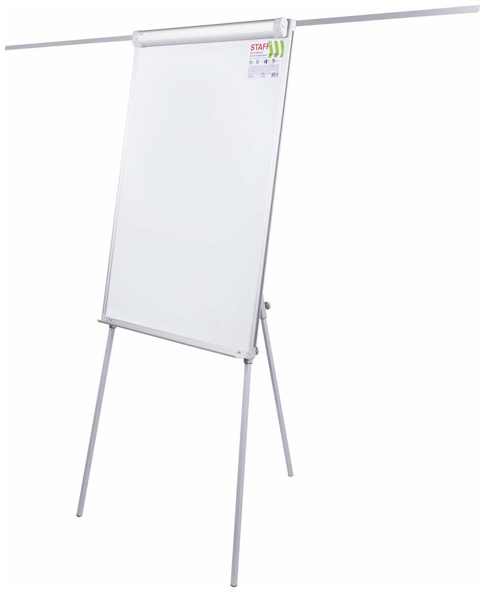 Изображение товара Доска-флипчарт Staff магнитно-маркерная с держателями для бумаги, 70х100 см, тренога (238004)