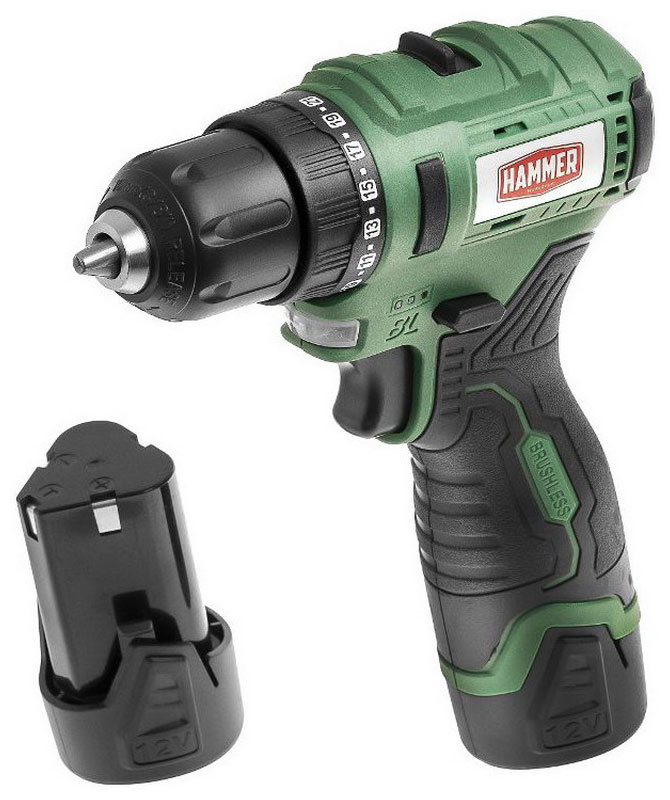 Изображение товара Дрель-шуруповерт Hammer ACD12BLC 12В 2x2Ач Li-Ion, кейс, 2 скорости
