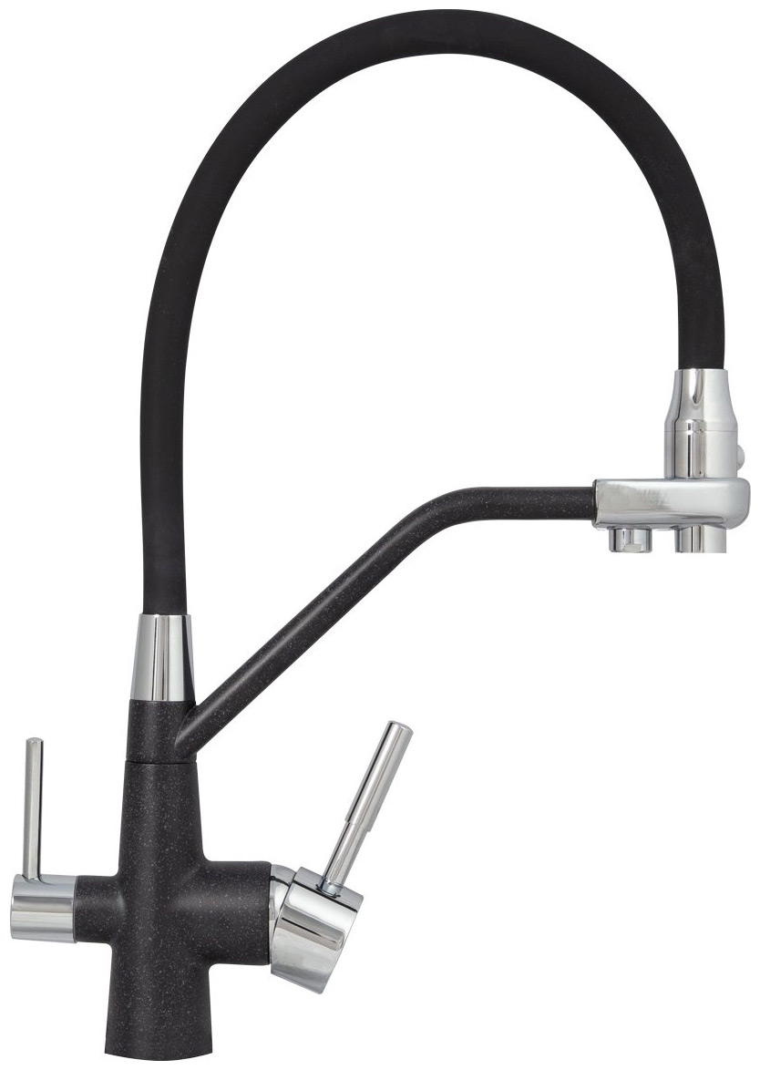 Изображение товара Кухонный смеситель Zigmund & Shtain 2200 ТЕМН.СКАЛА латунь черный однозахватный с выдвижной лейкой 