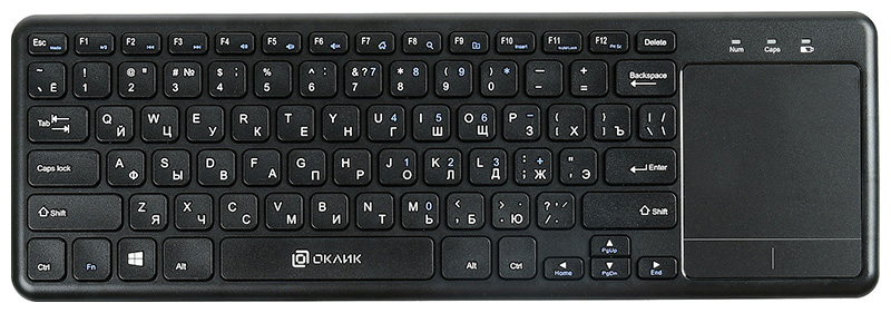 Изображение товара Беспроводная клавиатура Oklick 830ST черный с тачпадом радиосигнал USB