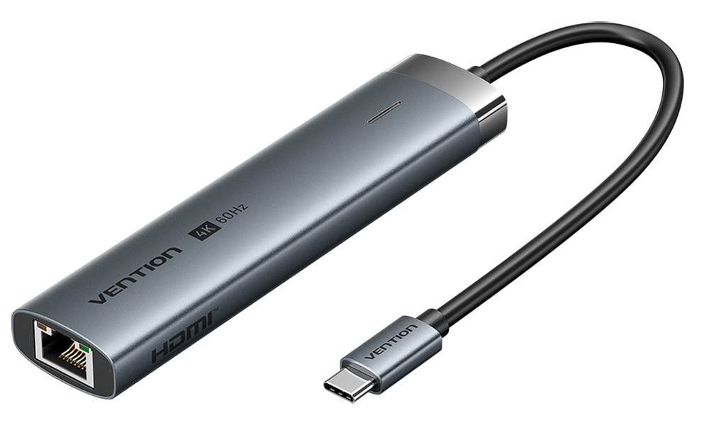 Изображение товара Мультифункциональный хаб Vention 6 в 1 USB C HDMI RJ-45 4K 60Гц