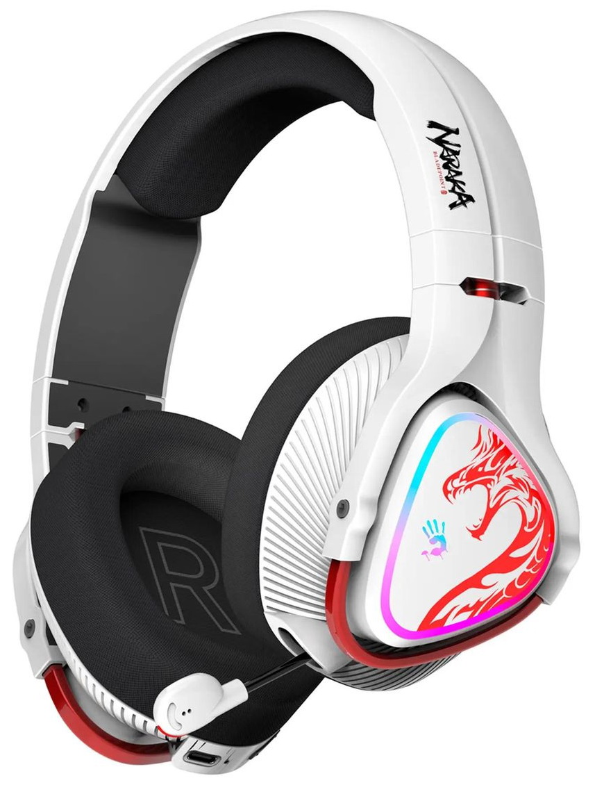 Изображение товара Компьютерная гарнитура A4Tech Bloody MR720, белый/красный, мониторные, BT/Radio (MR720 NARAKA)