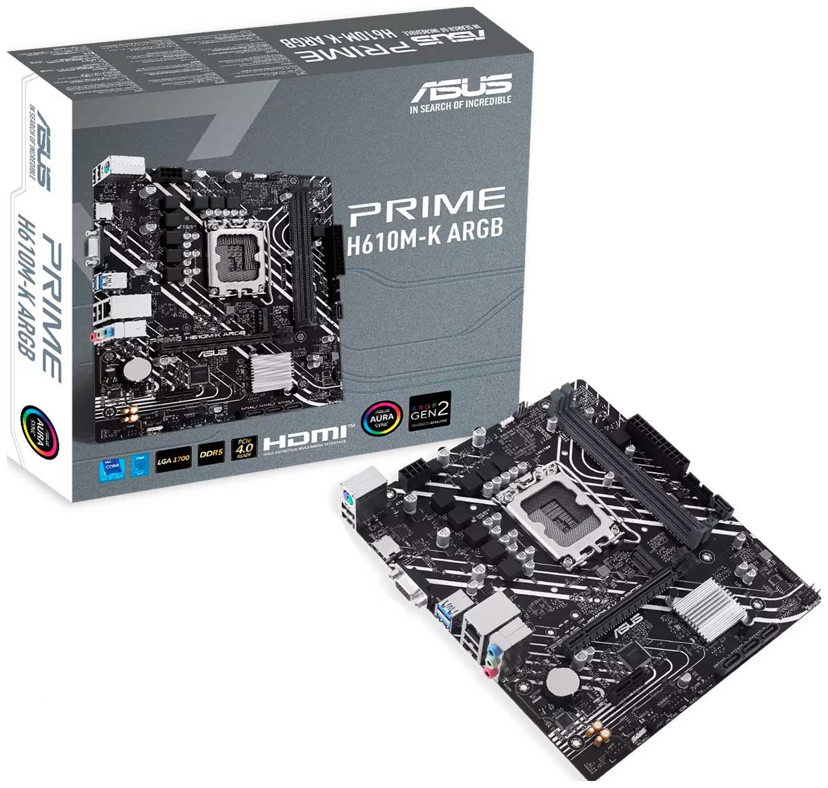 Изображение товара Материнская плата Asus PRIME H610M-K ARGB LGA1700 MicroATX для Intel