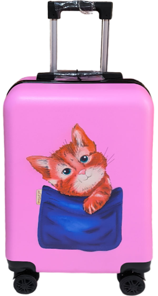 Изображение товара Дорожный чемодан детский Lats на колесиках XS (арт.706) Кот в кармане, розовый