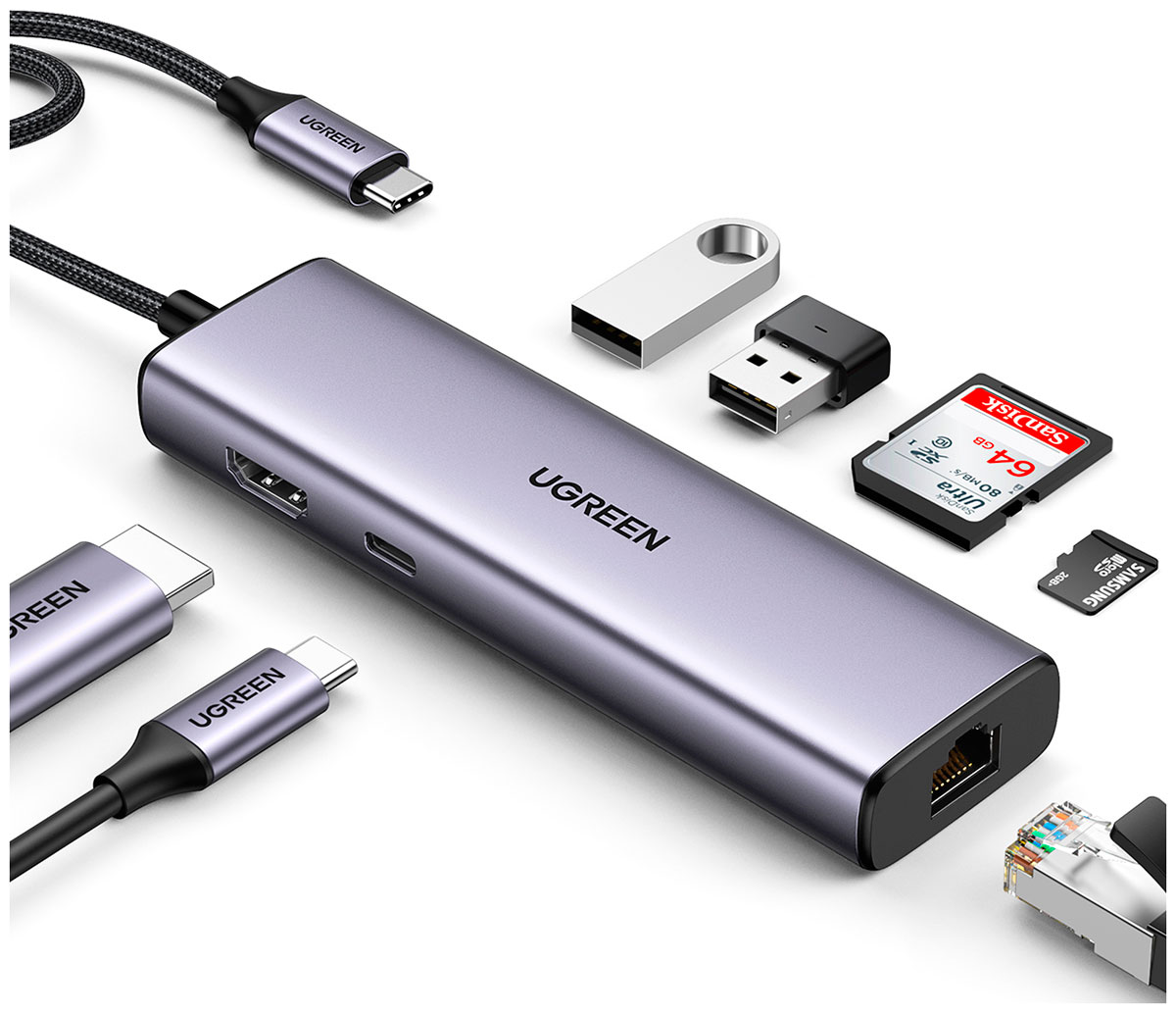 Изображение товара Конвертер Ugreen CM512 USB-C с 2 USB 3.0 и HDMI