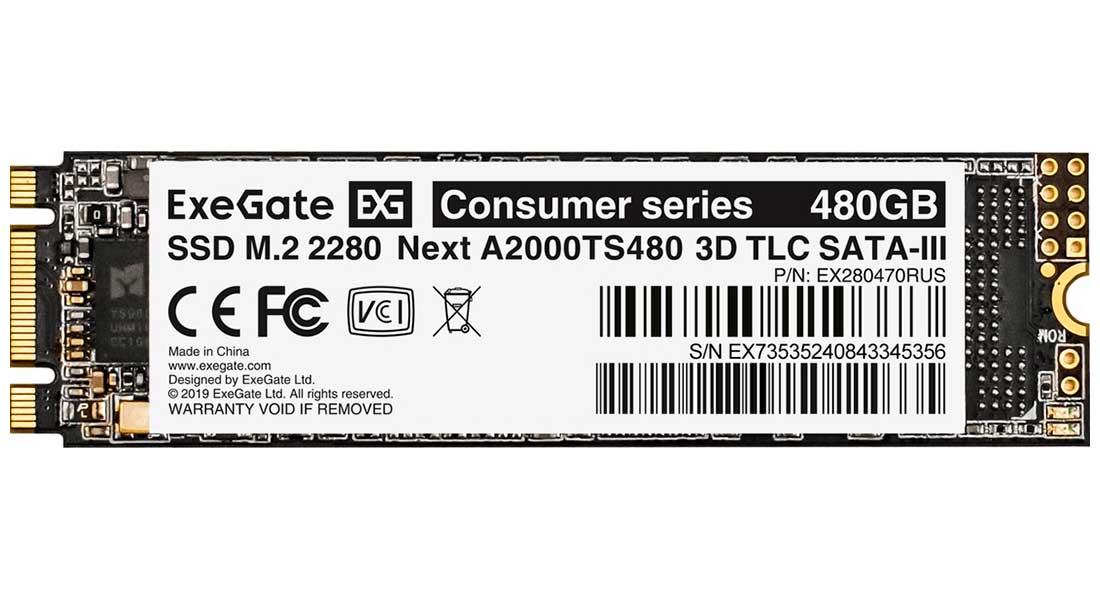 SSD накопитель ExeGate M.2 2280 480GB Next A2000TS480 SATA-III (EX280470RUS) SSD накопитель ExeGate M.2 2280 480GB Next A2000TS480 SATA-III (EX280470RUS)
