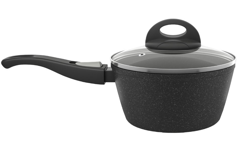 Изображение товара Ковш с крышкой Servitta Black Stone 1,2 л алюминий антипригарный PFLUON для индукции