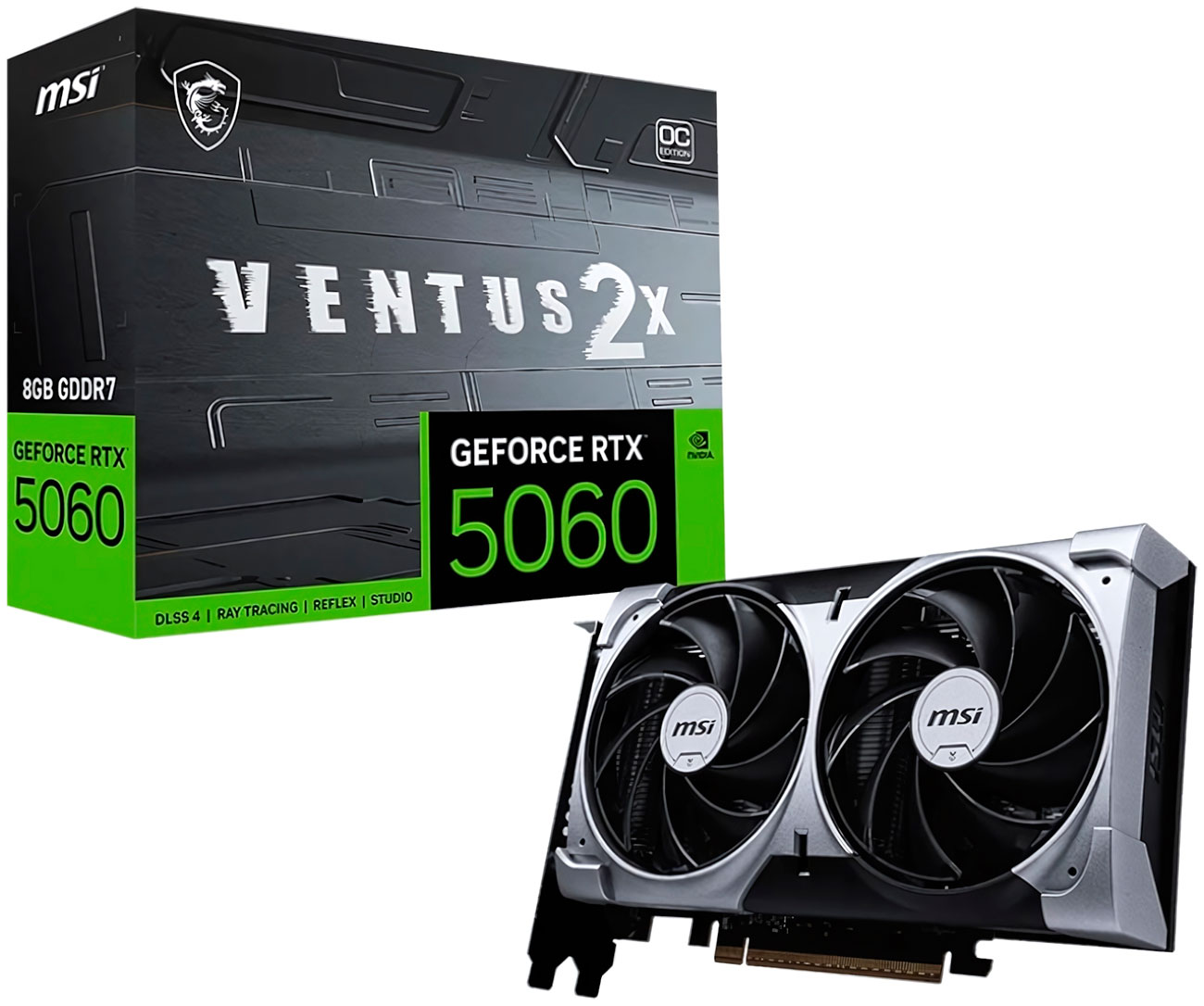 

Видеокарта MSI GeForce RTX 5060 8G VENTUS 2X OC, Серый/черный