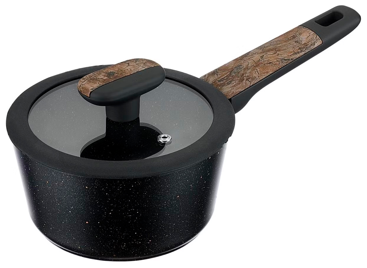 Изображение товара Ковш индукционный с крышкой Regent inox Linea ALBERO 1.3 л черный/коричневый