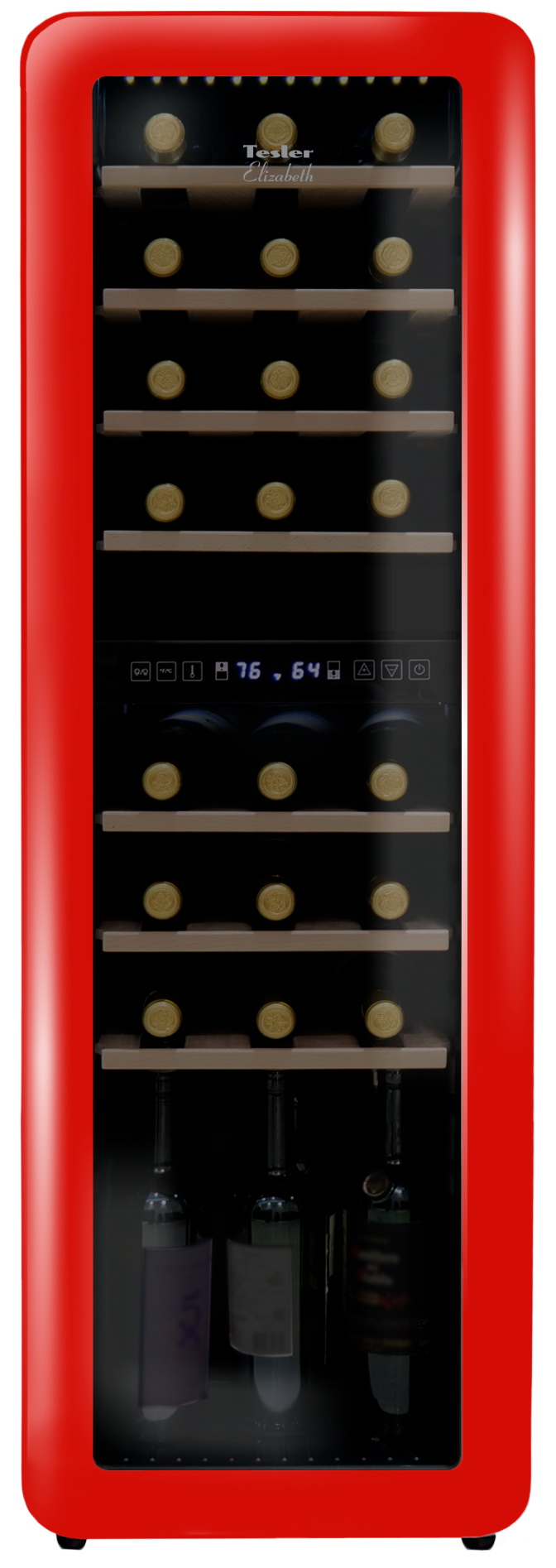 Изображение товара Винный шкаф Tesler CWC-308 RUBY RED с двумя зонами и объемом 86 л