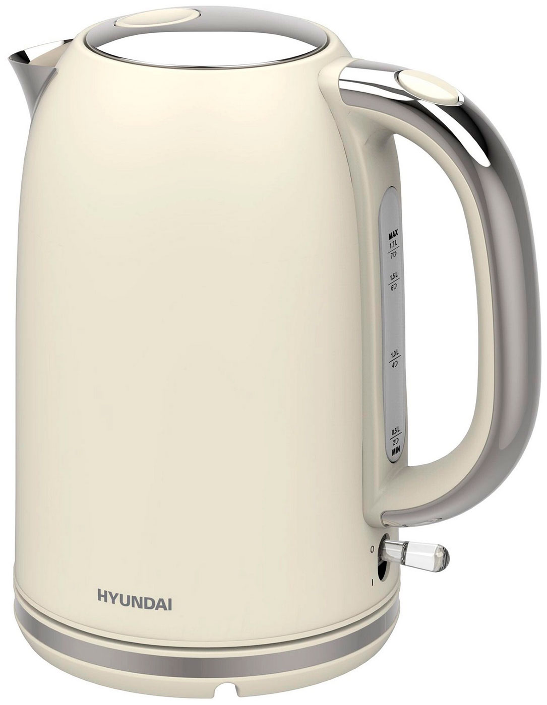 Изображение товара Чайник электрический Hyundai HYK-S9900 (1.7л., 2200Вт, молочный/серебристый, металл)
