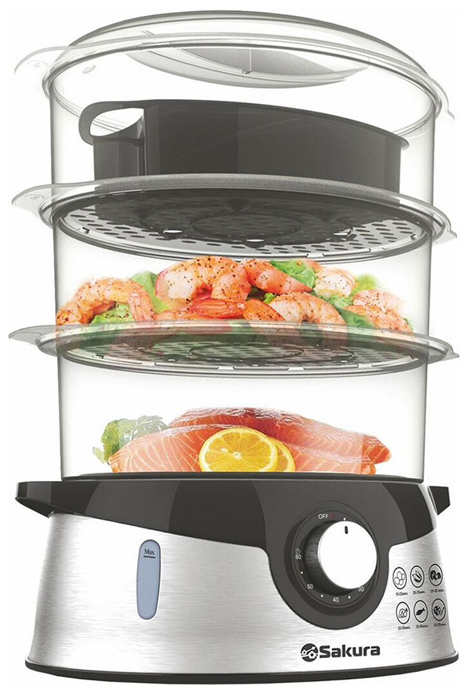 

Пароварка Sakura SA-7215, Нержавеющая сталь/черный