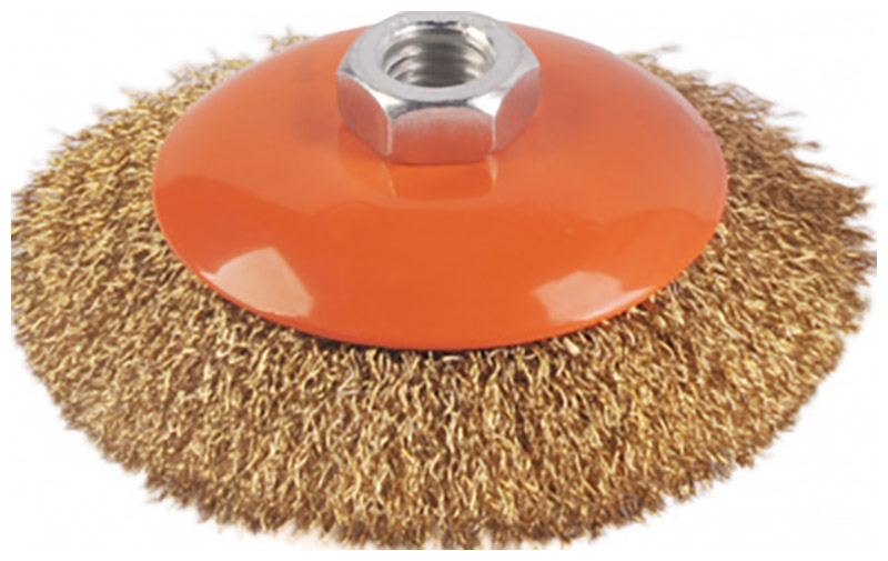 Изображение товара Корщетка-насадка Sturm! тип "колесо" с наклоном, М14, D115мм, латун.волн.пров 5240301