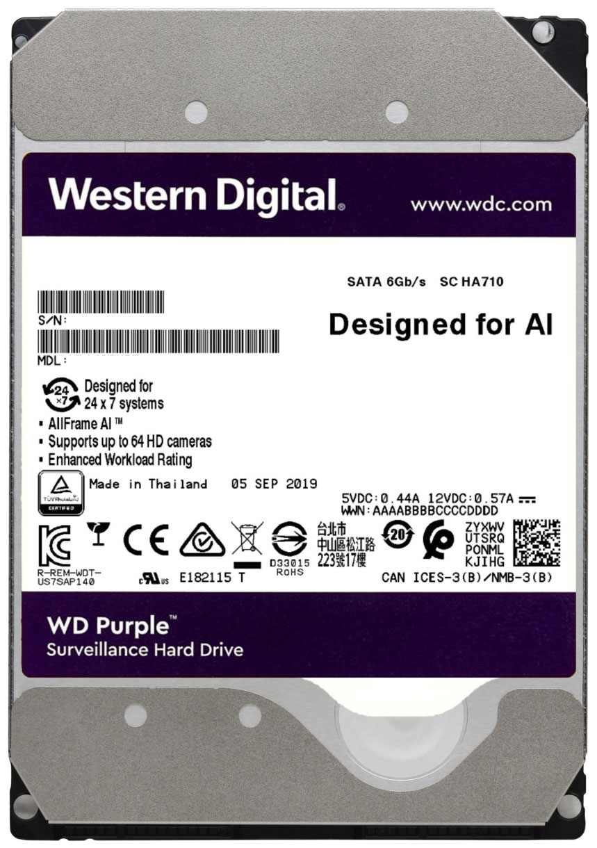 Изображение товара Жесткий диск HDD Western Digital 3.5" 14Tb SATA III Purple Pro 7200rpm 512MB WD141PURP