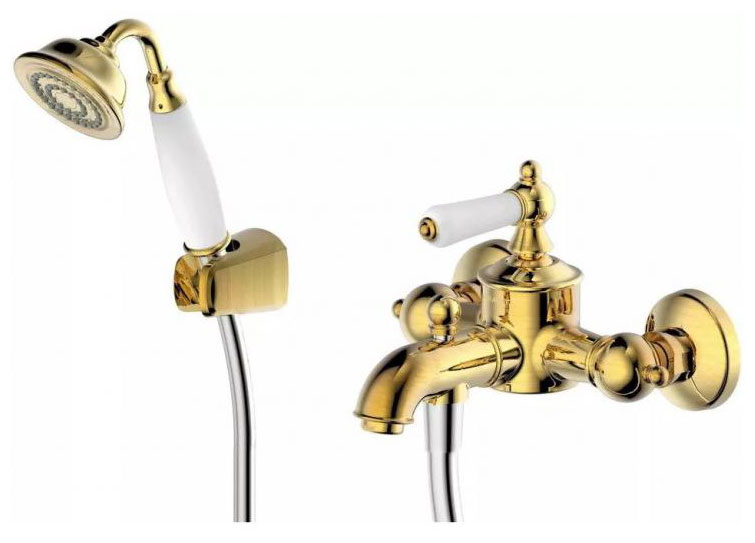 Изображение товара Смеситель для ванной комнаты Bravat Art F675109G-B золото с ручным душем