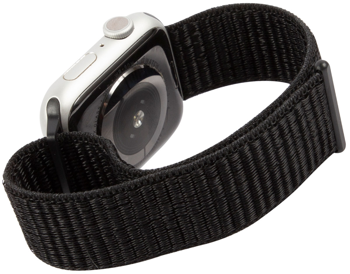 Ремешок нейлоновый mObility для Apple watch – 42-44 mm (S3/S4/S5 SE/S6), глубокий черный силиконовый ремешок для смарт часов honor watch se magic watch 2 42 мм ширина 20 мм черная застежка gray