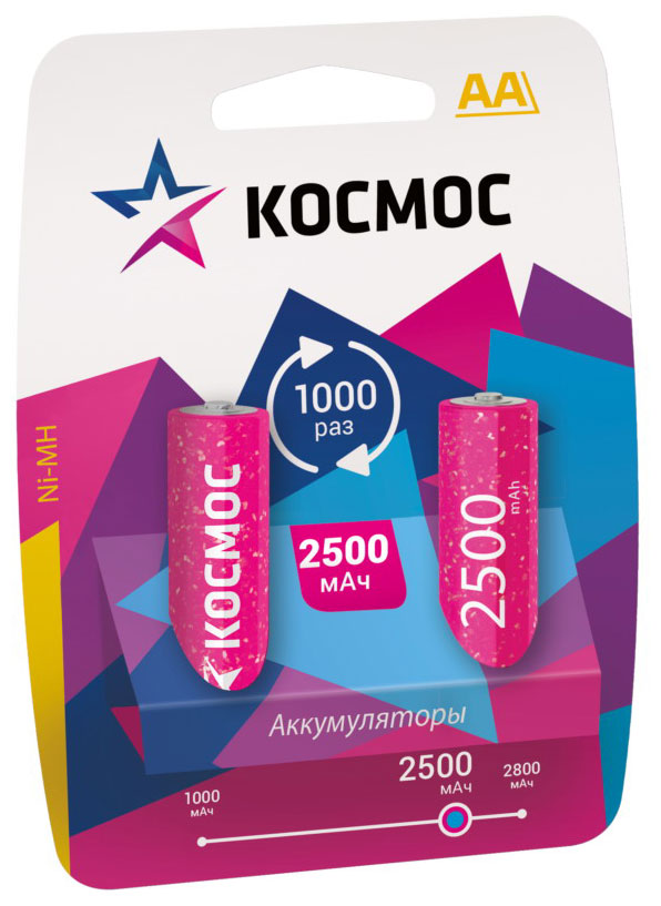 Изображение товара Аккумулятор Космос AA 2500mAh Ni-Mh, 2 шт. Изображение товара Аккумулятор Космос AA 2500mAh Ni-Mh, 2 шт.