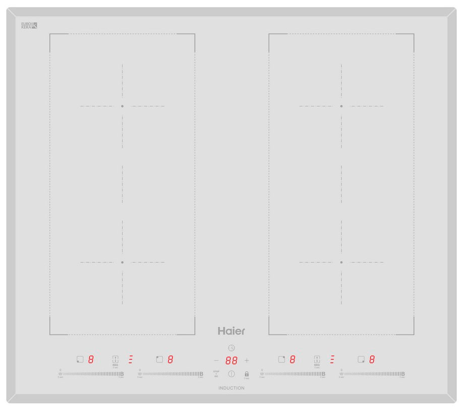 Изображение товара Электрическая варочная панель Haier HHY-Y64FFVW стеклокерамическая 4 индукционные конфорки