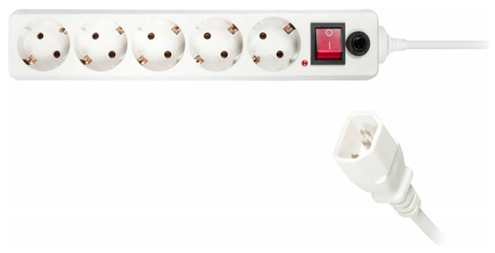 Изображение товара Сетевой фильтр Buro 500SH-1.8-UPS-W 5 розеток, белый, длина 1.8 м