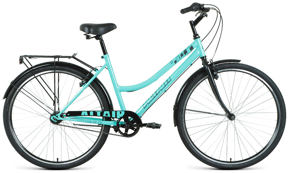 Велосипед Altair CITY 28 low 3.0 28 3 ск. рост. 19 мятный/черный RBK22AL28030 велосипед altair city 28 low 3 0 28 3 ск рост 19 темно синий белый rbk22al28028