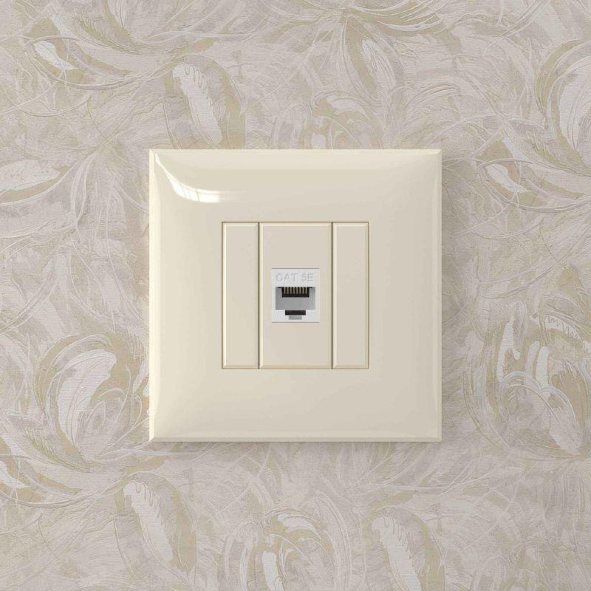 Изображение товара Рамки, декоративные элементы и основания для ЭУИ DKC Ванильная дымка RJ45 кат.5E без шторок