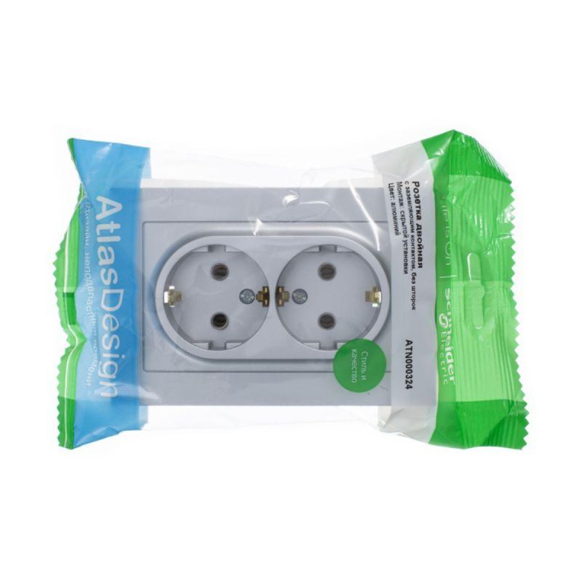 Изображение товара Розетка Systeme Electric 2-м СП AtlasDesign 16А IP20 с заземлением