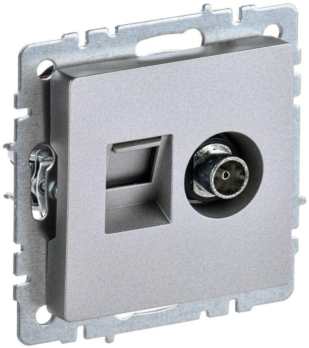 Изображение товара Розетки IEK серии BRITE компьютерная и телевизионная 2-гн с RJ45 и TV алюминий