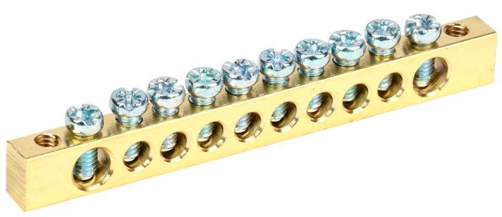 Изображение товара Изделия для электромонтажа IEK Шина PEN "земля-ноль" 6х9мм 10/2 (10групп/крепеж по краям)