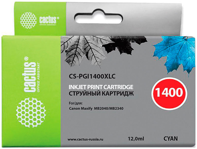 

Картридж струйный Cactus CS-PGI1400XLC для CANON МВ2040/МВ2340, голубой