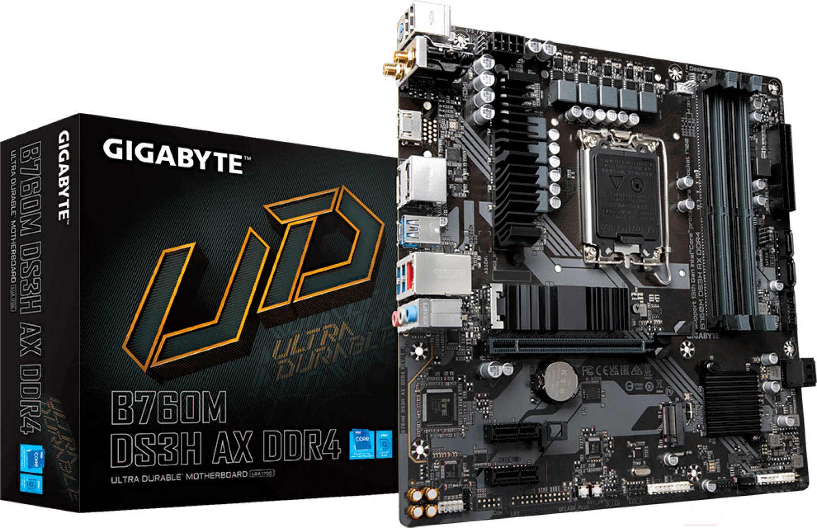 Изображение товара Материнская плата Gigabyte B760M DS3H AX DDR4 с Wi-Fi и PCIe 4.0