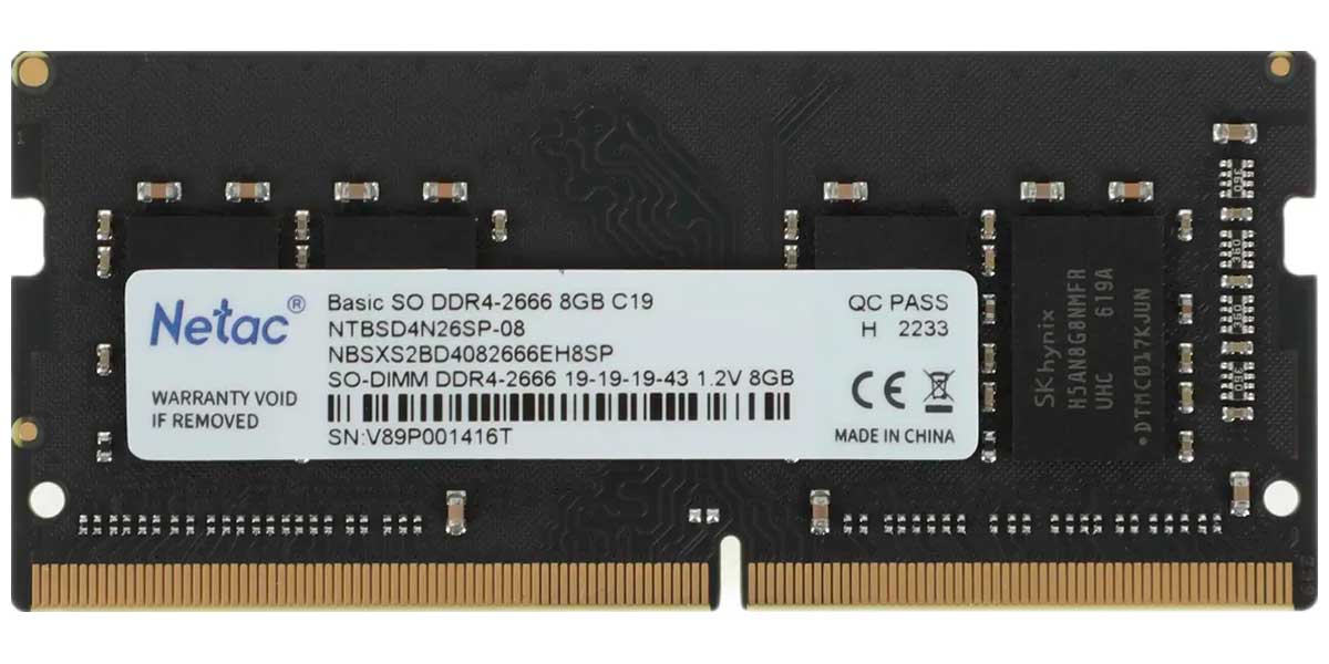 Изображение товара Оперативная память Netac DDR4 SO-DIMM 8GB 2666MHz (NTBSD4N26SP-08)