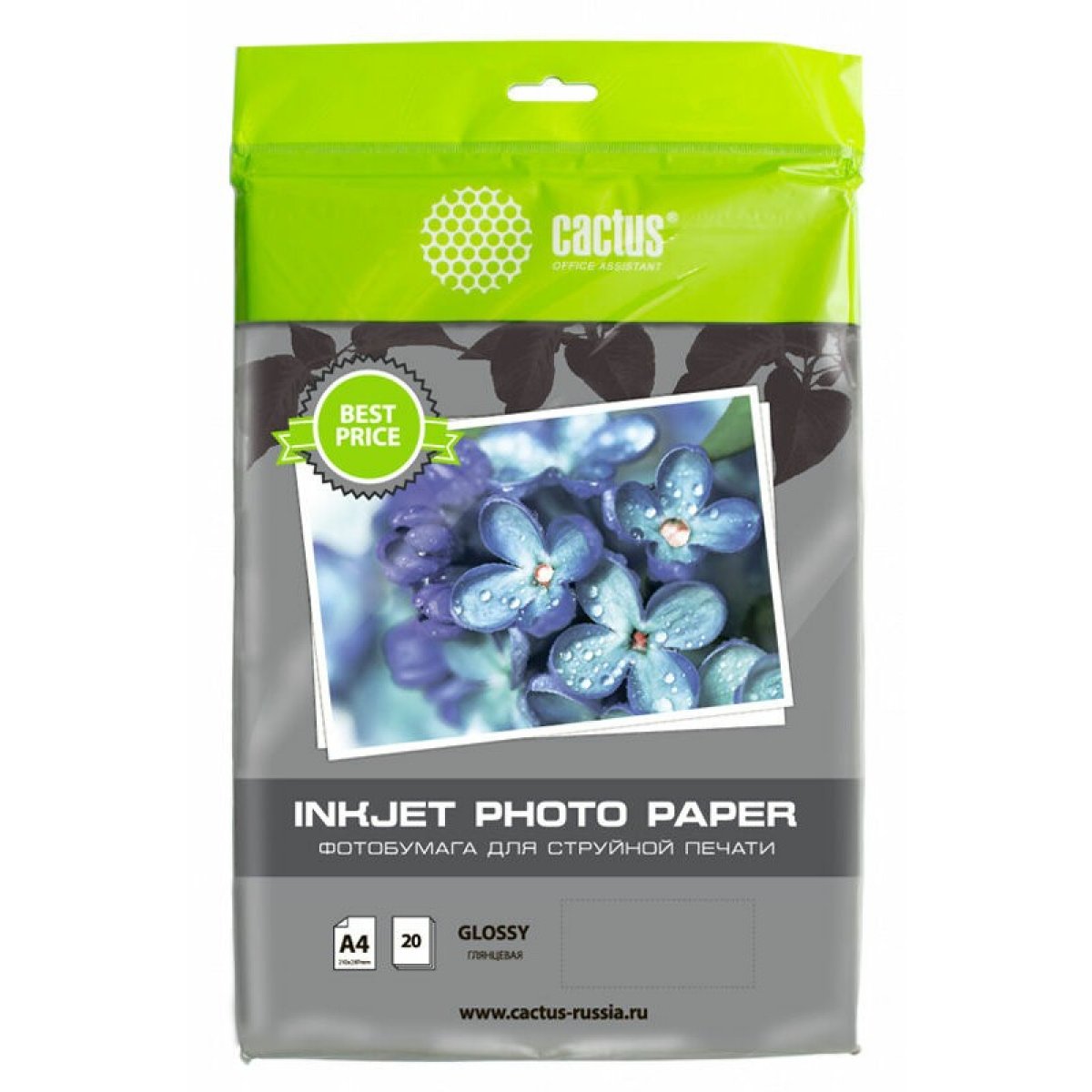 Изображение товара Фотобумага Cactus CS-GA413020ED A4 130г/м2 20 листов белая глянцевая