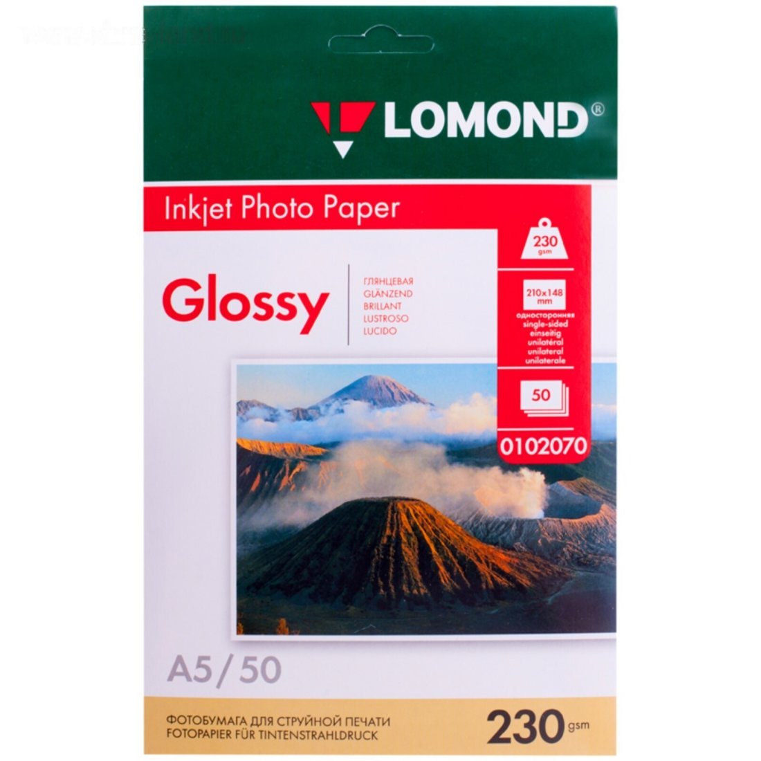 Изображение товара Фотобумага Lomond 0102070 A5/230г/м2/50л./белый глянцевое для струйной печати