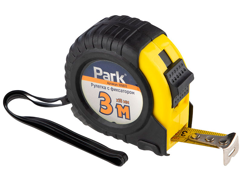 Изображение товара Рулетка Park с фиксатором, ПВХ корпус, 3 м х 16 мм (105972)
