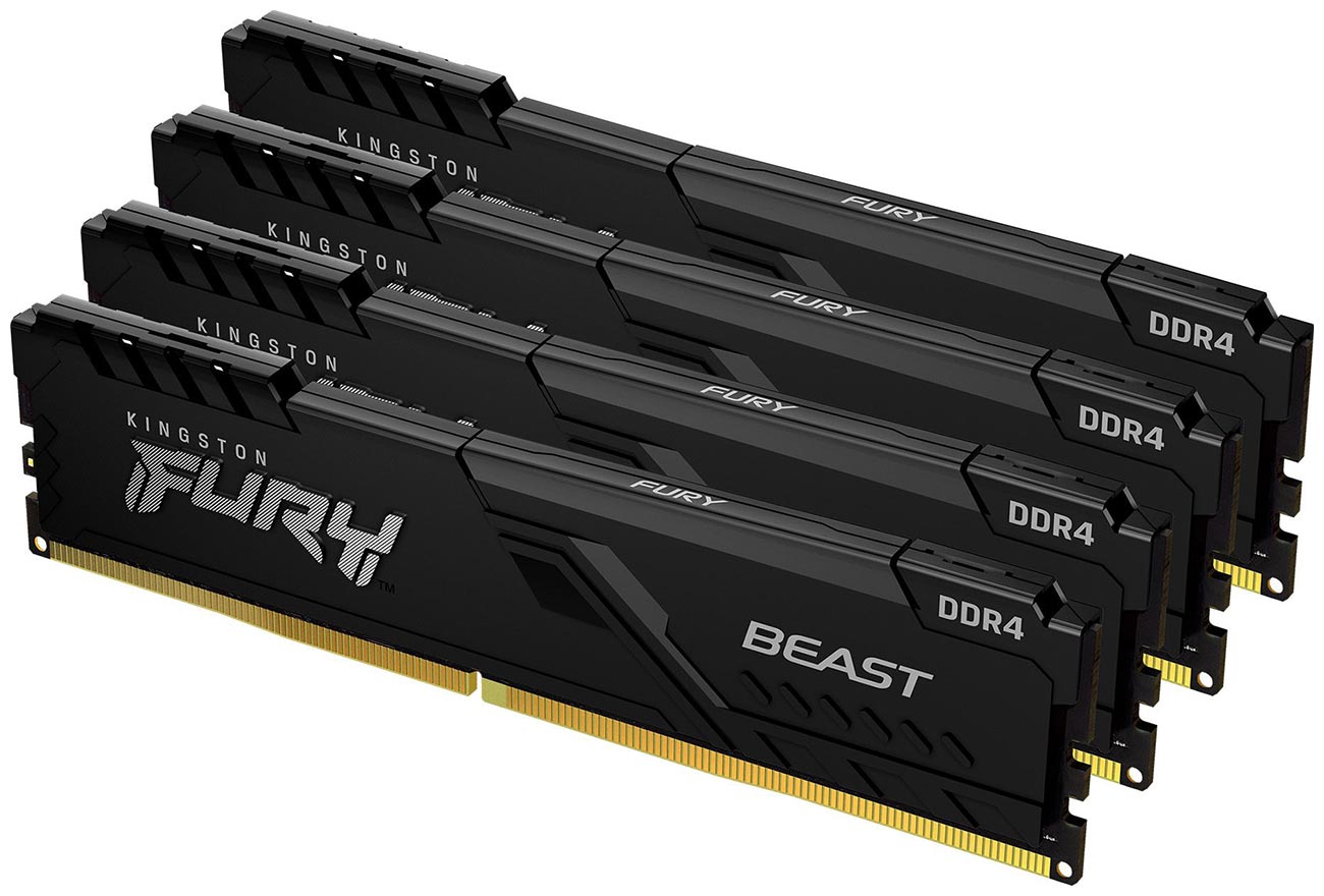 Изображение товара Оперативная память Kingston DDR4 64Gb (4x16Gb) 3600MHz FURY Beast Black (KF436C18BBK4/64)