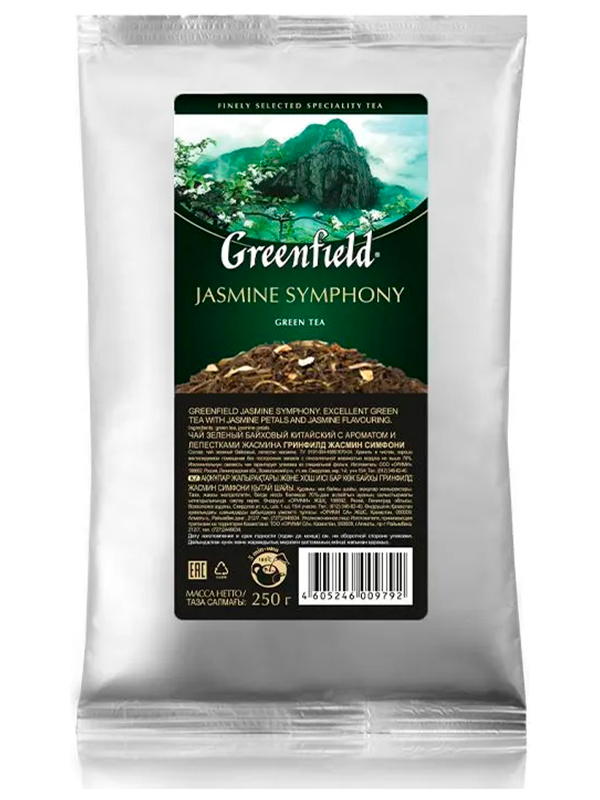 Изображение товара Зеленый чай Greenfield Жасмин Симфони 250 г листовой с лепестками жасмина