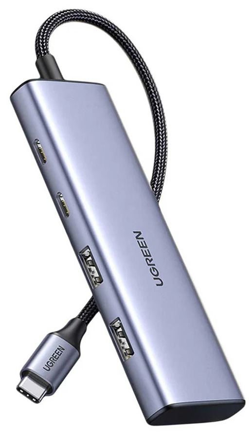 Изображение товара Ugreen CM473 4-Port USB-C Hub серый космос - расширитель портов для ноутбука