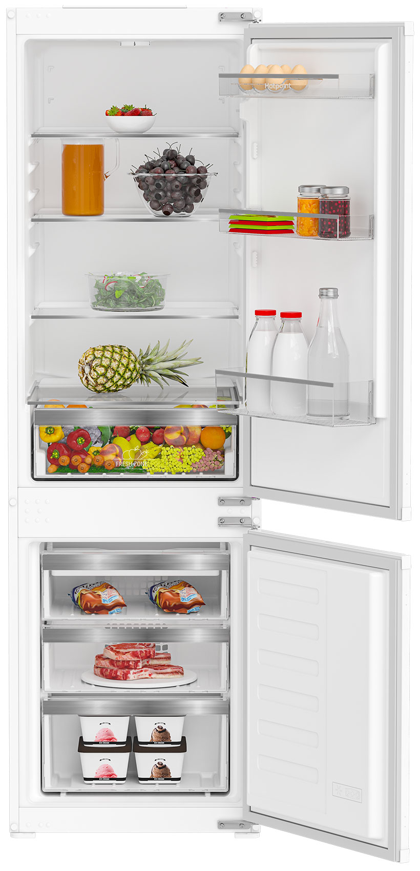 Встраиваемый двухкамерный холодильник Hotpoint HBH 18 белый