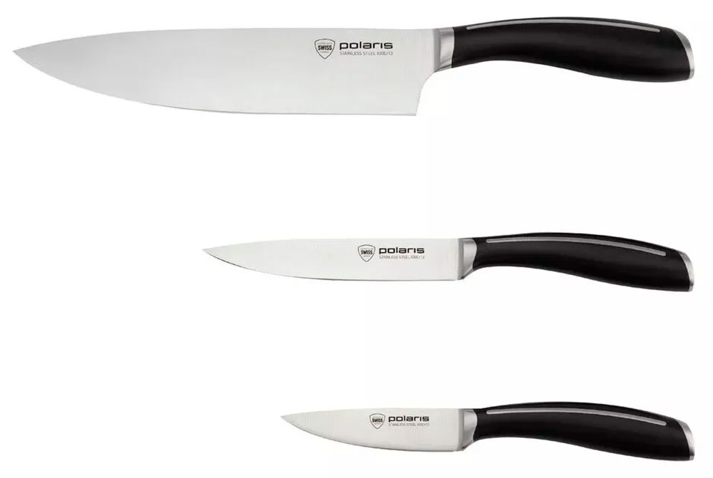 Изображение товара Набор ножей Polaris Stein-3SS, 3 предмета, нержавеющая сталь, черный (021973)