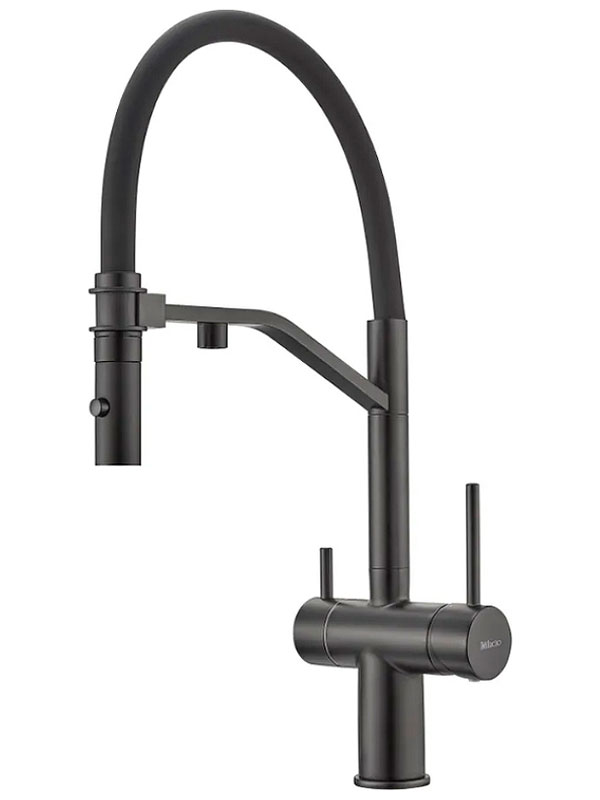 Изображение товара Смеситель для кухни Milacio Ultra total black с гибким изливом и подключением к фильтру