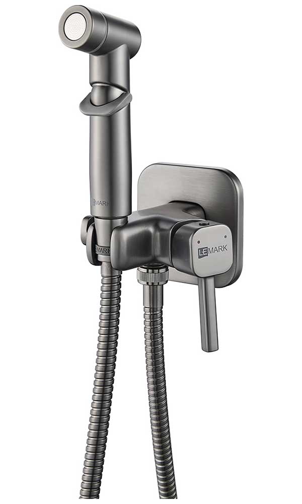 Изображение товара Встраиваемый смеситель с гигиеническим душем Lemark Solo (LM7165GM) латунь/графит
