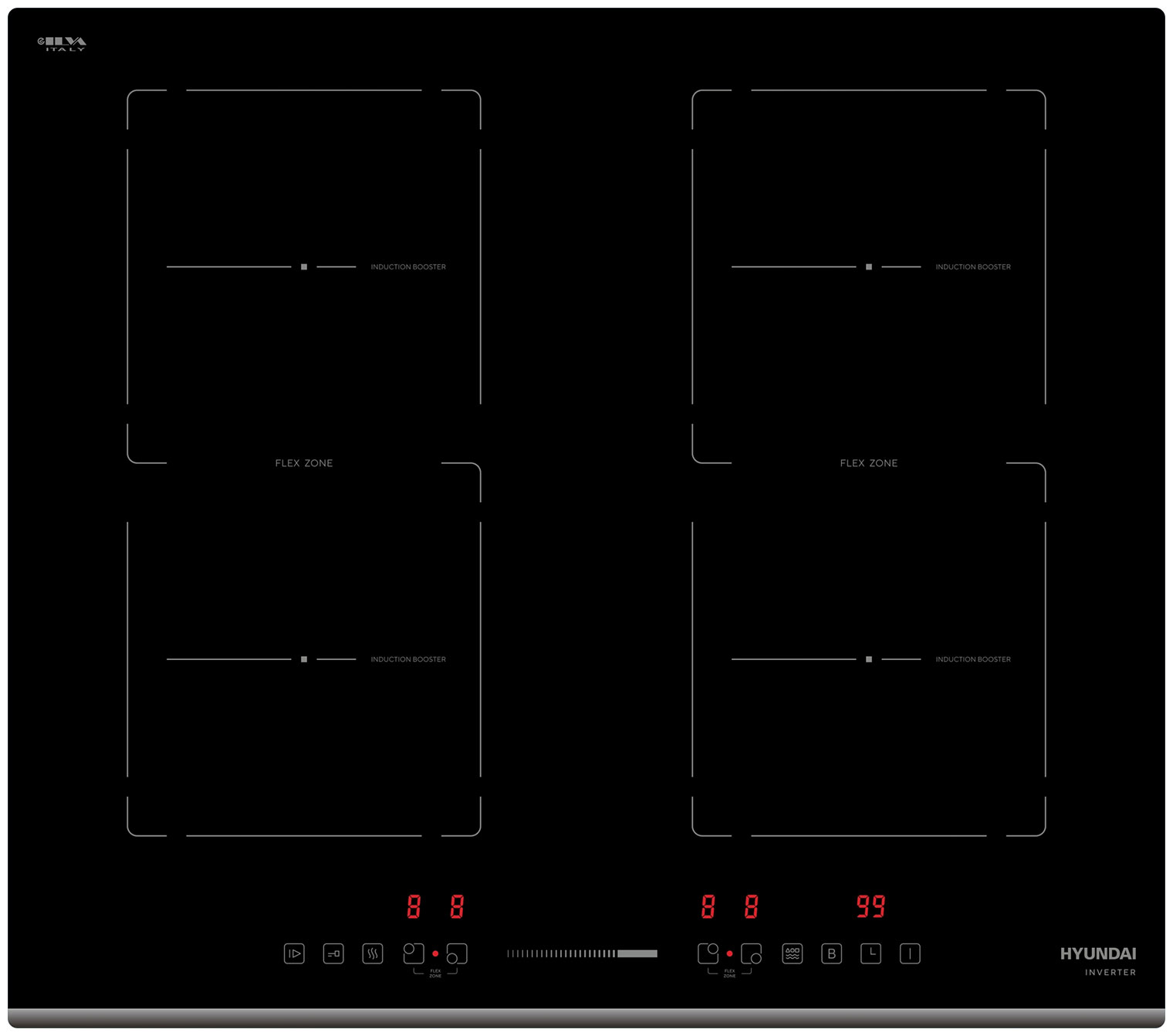 Изображение товара Электрическая индукционная варочная панель Hyundai HHI 6772 BG 4 конфорки черная стеклокерамика