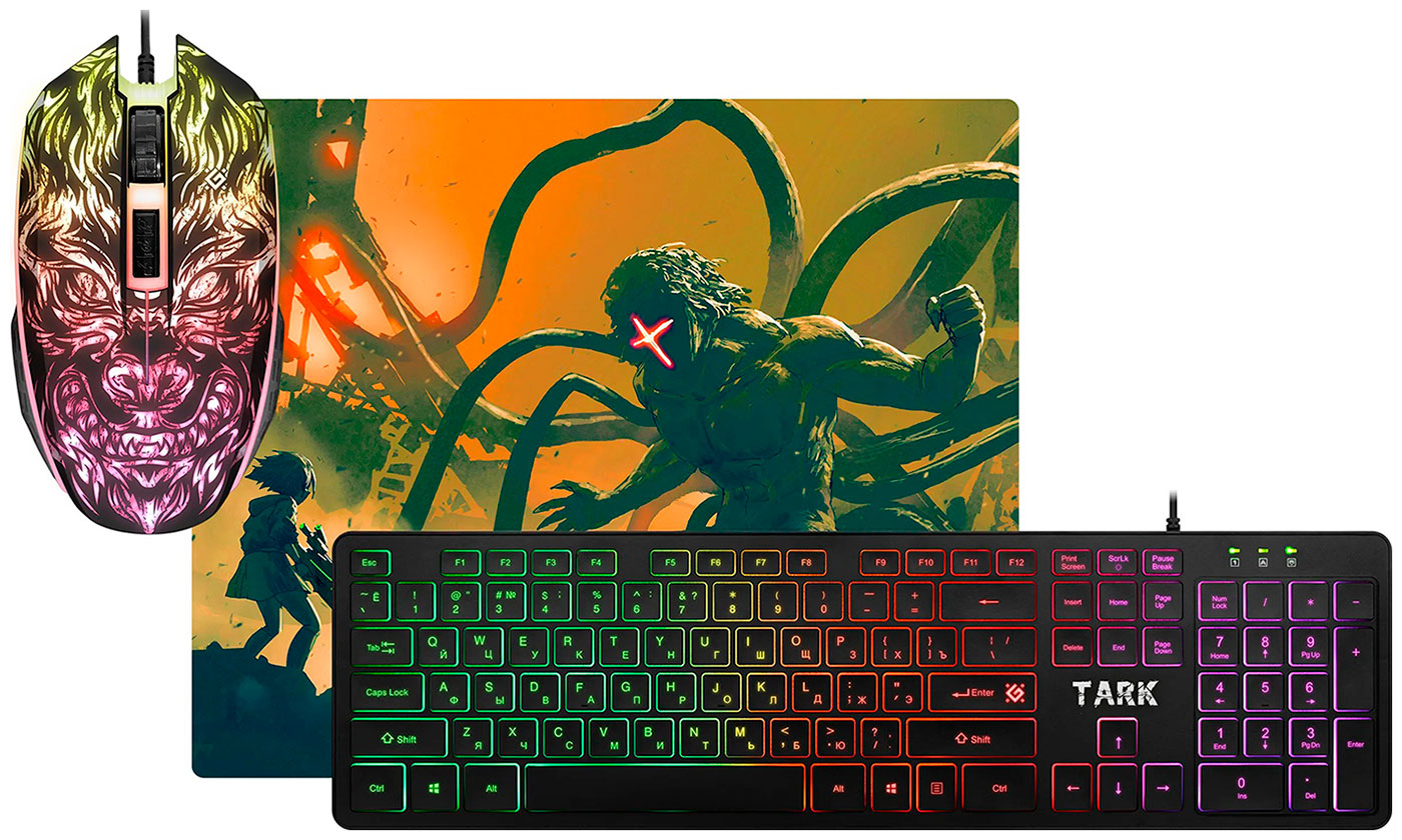 Изображение товара Игровой набор Defender Tark C-779 RU мышь клавиатура коврик стильная подсветка