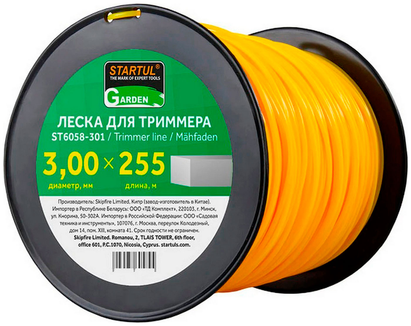 

Леска триммерная Startul GARDEN, ф 3.0 мм х 255 м, квадратное сечение