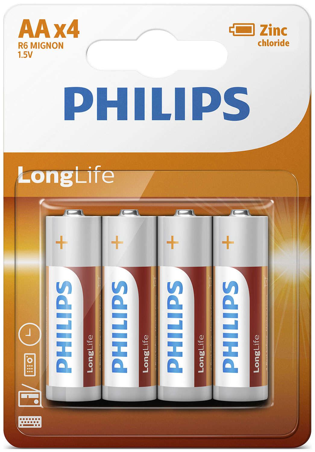 Изображение товара Батарейки цинково-хлориданые Philips Longlife 4AA, низкое энергопотребление, безопасные