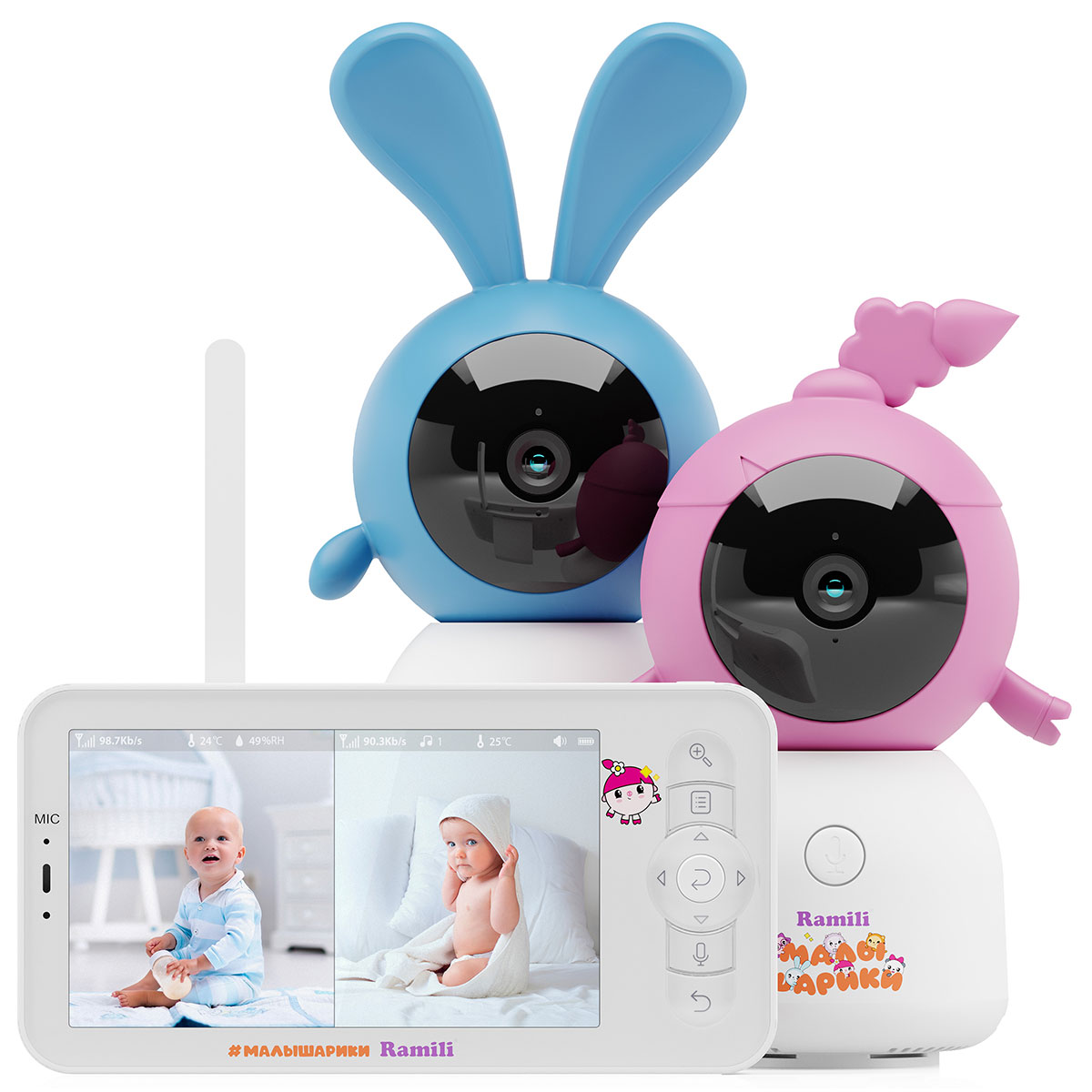 

Видеоняня Ramili Baby RV100X2NUSHAKROS Нюша и Крошик, Малышарики, с креплениями