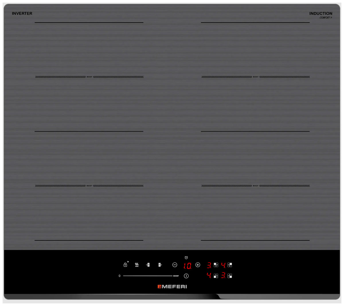 Изображение товара Индукционная варочная панель Meferi MIH604GR COMFORT PLUS с функциями увеличения мощности и гибкой 